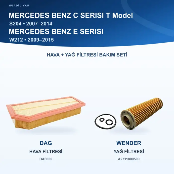 MERCEDES BENZ C (S204) / MERCEDES BENZ E (W212) Hava+Yağ Filtre Bakım Seti