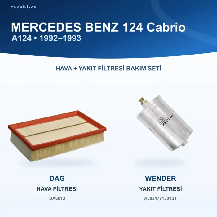 MERCEDES BENZ 124 (A124) Hava+Yakıt Filtre Bakım Seti