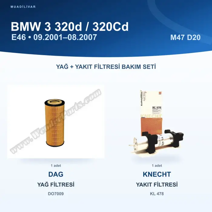 BMW 3 (E46) Yağ+Yakıt Filtre Bakım Seti
