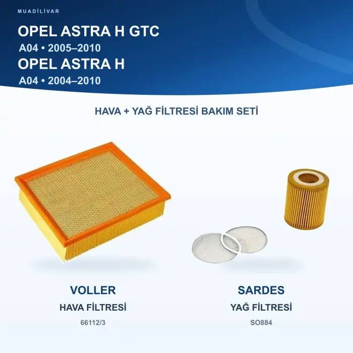 OPEL ASTRA H (A04) Hava+Yağ Filtre Bakım Seti