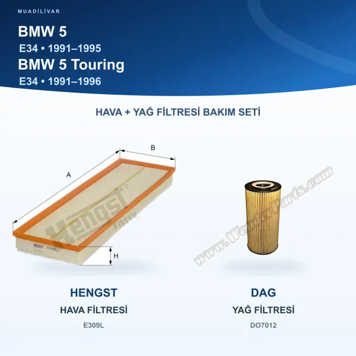 BMW 5 (E34) Hava+Yağ Filtre Bakım Seti