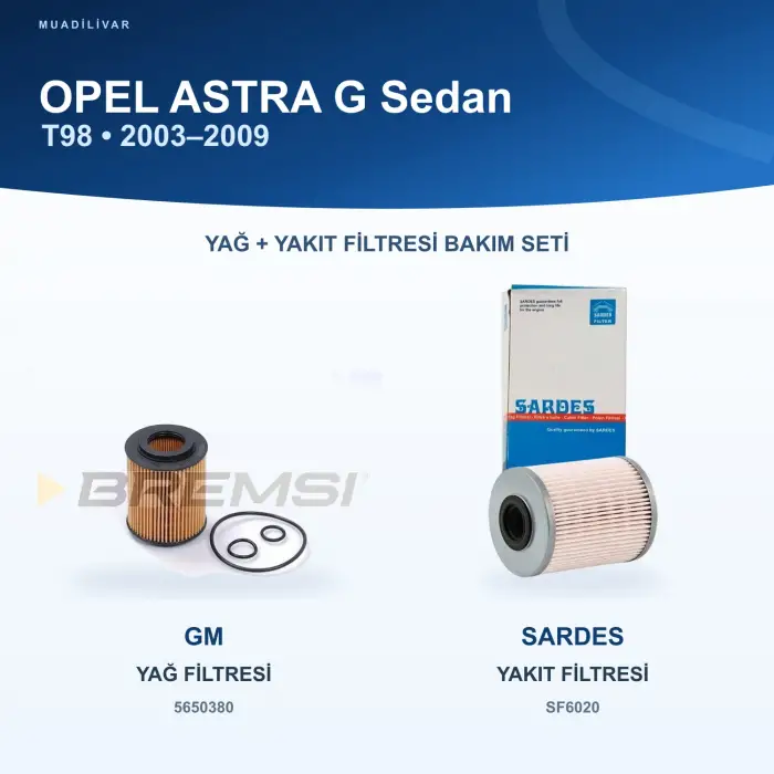 OPEL ASTRA G (T98) Yağ+Yakıt Filtre Bakım Seti