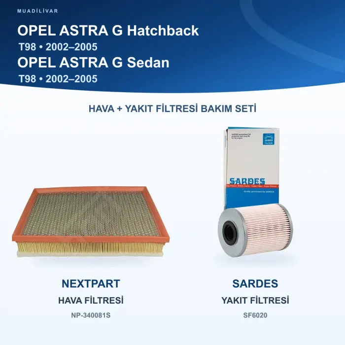 OPEL ASTRA G (T98) Hava+Yakıt Filtre Bakım Seti