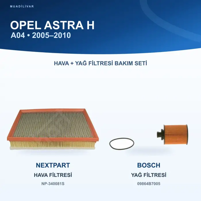 OPEL ASTRA H (A04) Hava+Yağ Filtre Bakım Seti
