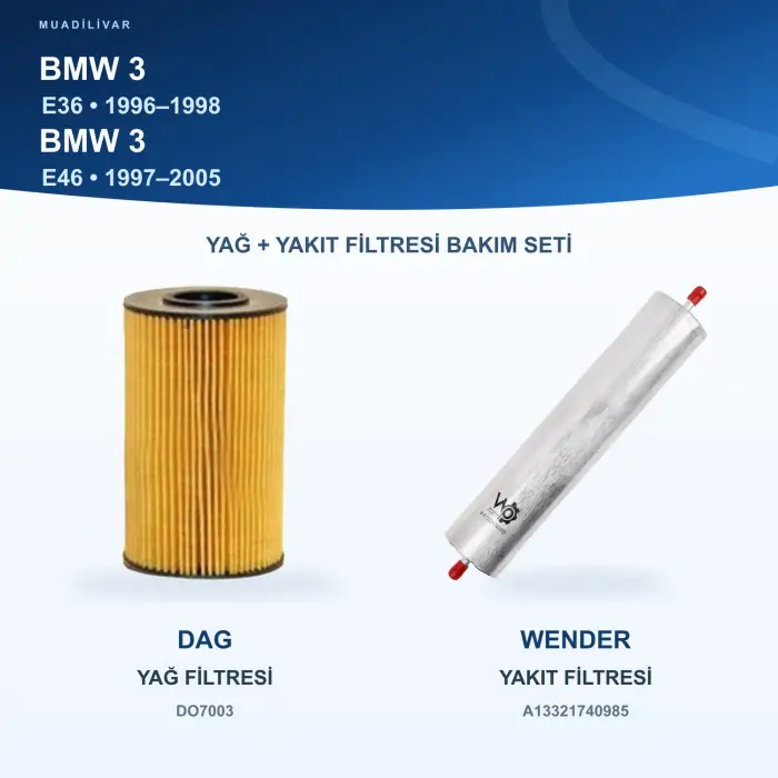 BMW 3 (E36) / BMW 3 (E46) Yağ+Yakıt Filtre Bakım Seti