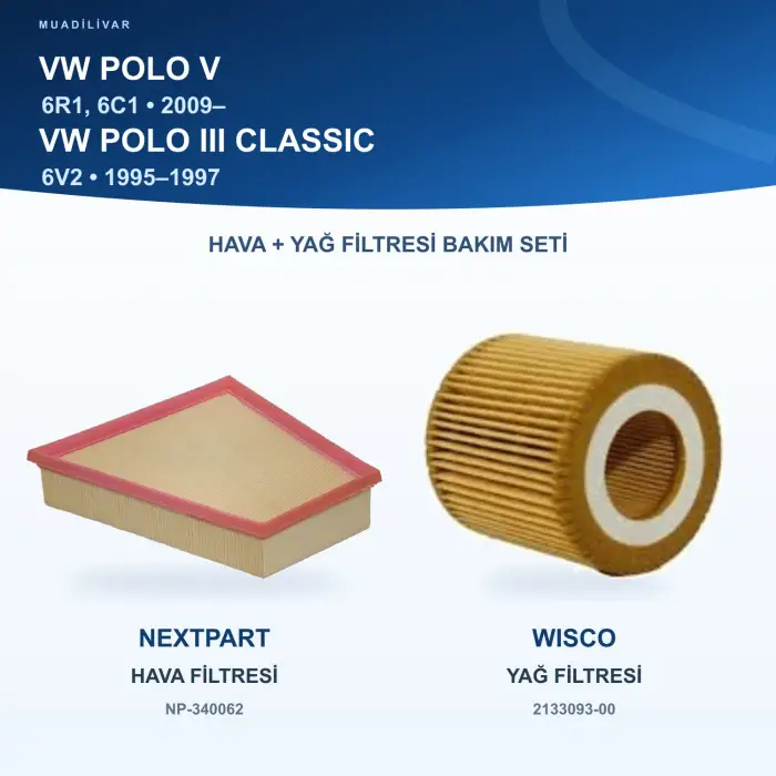 VW POLO V (6R1, 6C1) Hava+Yağ Filtre Bakım Seti