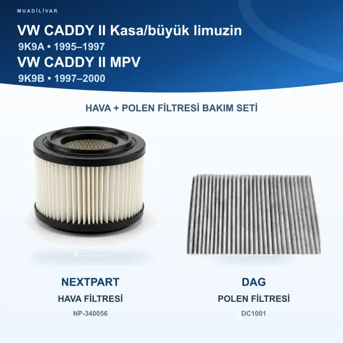 VW CADDY II (9K9A) / VW CADDY II (9K9B) Hava+Polen Filtre Bakım Seti