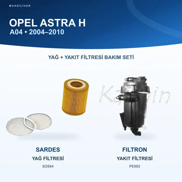 OPEL ASTRA H (A04) Yağ+Yakıt Filtre Bakım Seti