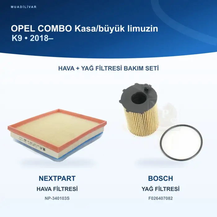 OPEL COMBO (K9) Hava+Yağ Filtre Bakım Seti
