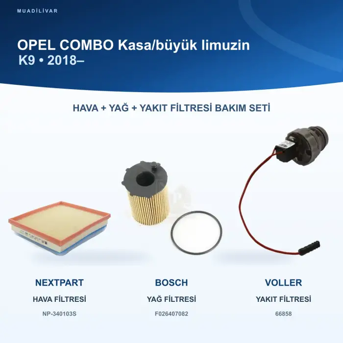 OPEL COMBO (K9) Hava+Yağ+Yakıt Filtre Bakım Seti