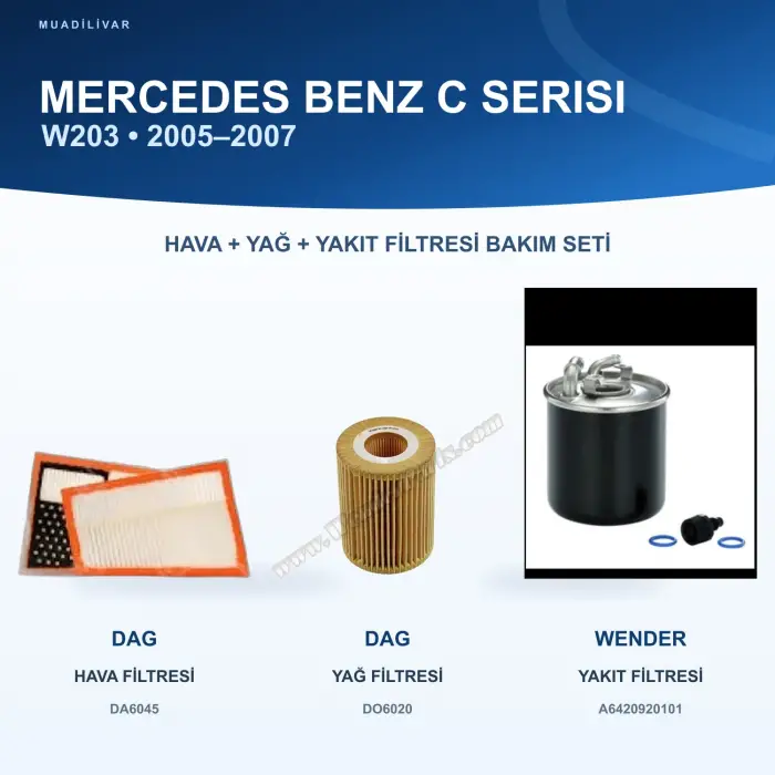 MERCEDES BENZ C (W203) Hava+Yağ+Yakıt Filtre Bakım Seti