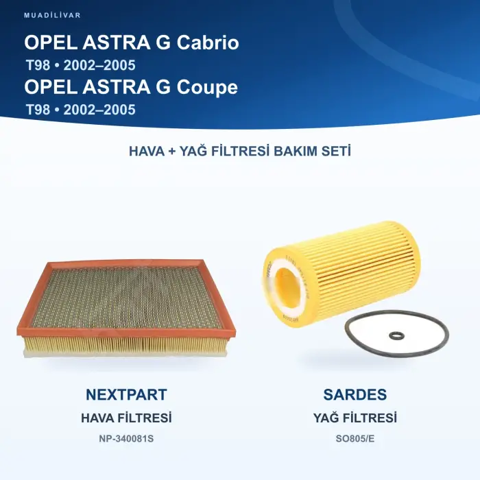 OPEL ASTRA G (T98) Hava+Yağ Filtre Bakım Seti