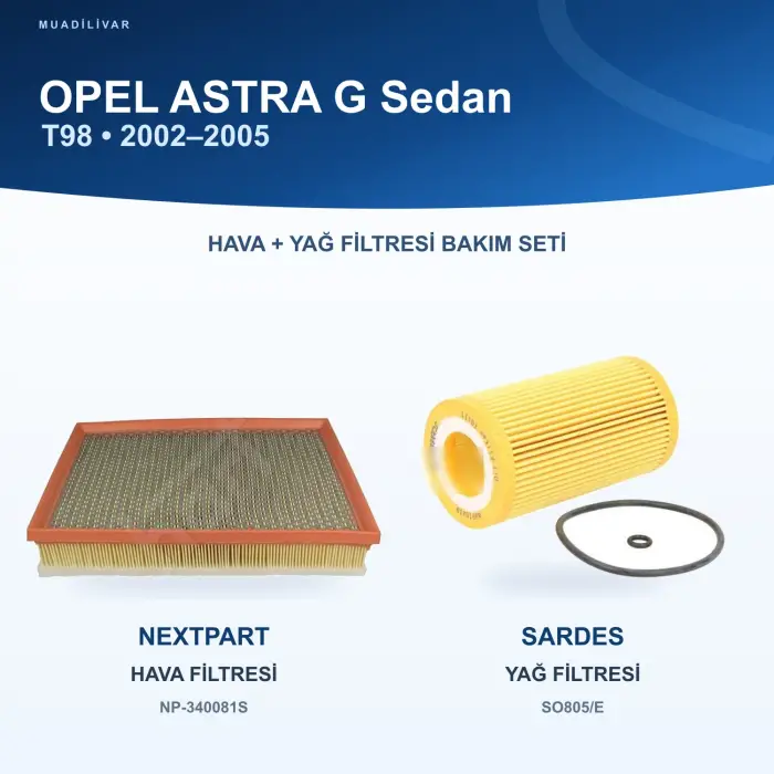OPEL ASTRA G (T98) Hava+Yağ Filtre Bakım Seti