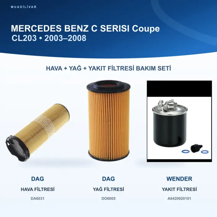 MERCEDES BENZ C (CL203) Hava+Yağ+Yakıt Filtre Bakım Seti