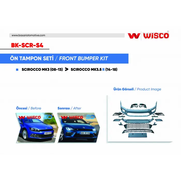 VW Scirocco 2014-2018 Tampon Seti Ön 1K8807217AKGRU Wisco