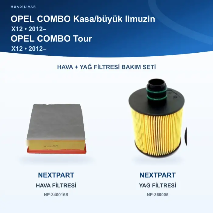 OPEL COMBO (X12) / OPEL COMBO Tour (X12) Hava+Yağ Filtre Bakım Seti