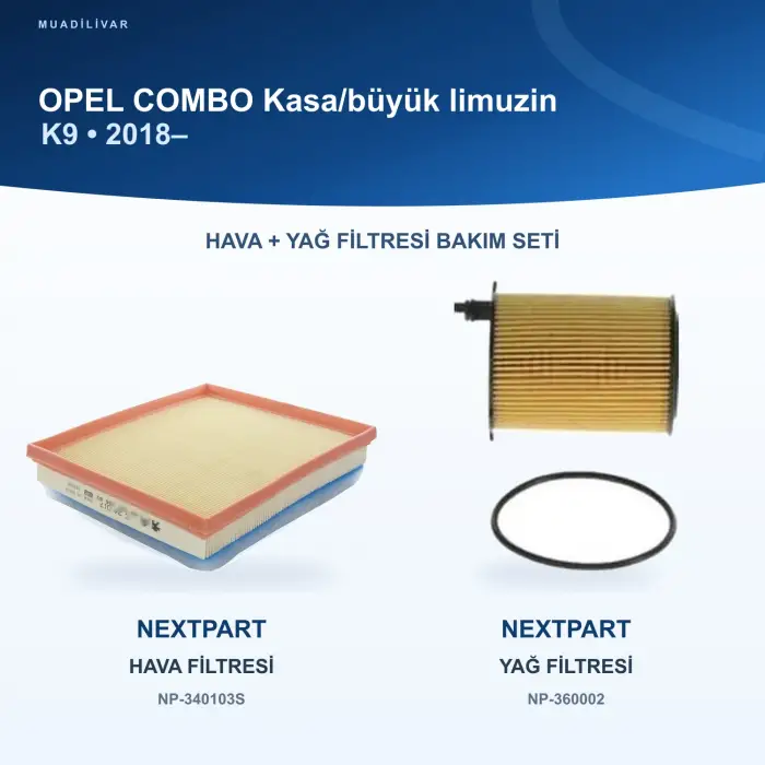 OPEL COMBO (K9) Hava+Yağ Filtre Bakım Seti