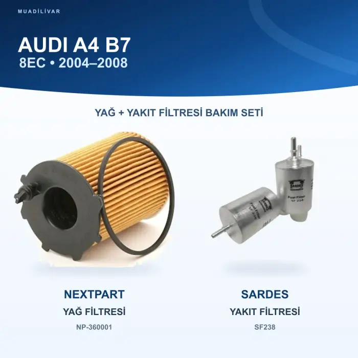 AUDI A4 B7 (8EC) Yağ+Yakıt Filtre Bakım Seti