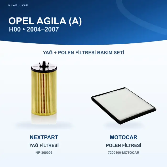 OPEL AGILA (A) Yağ+Polen Filtre Bakım Seti