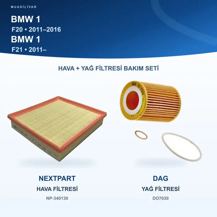 BMW 1 (F20) / BMW 1 (F21) Hava+Yağ Filtre Bakım Seti