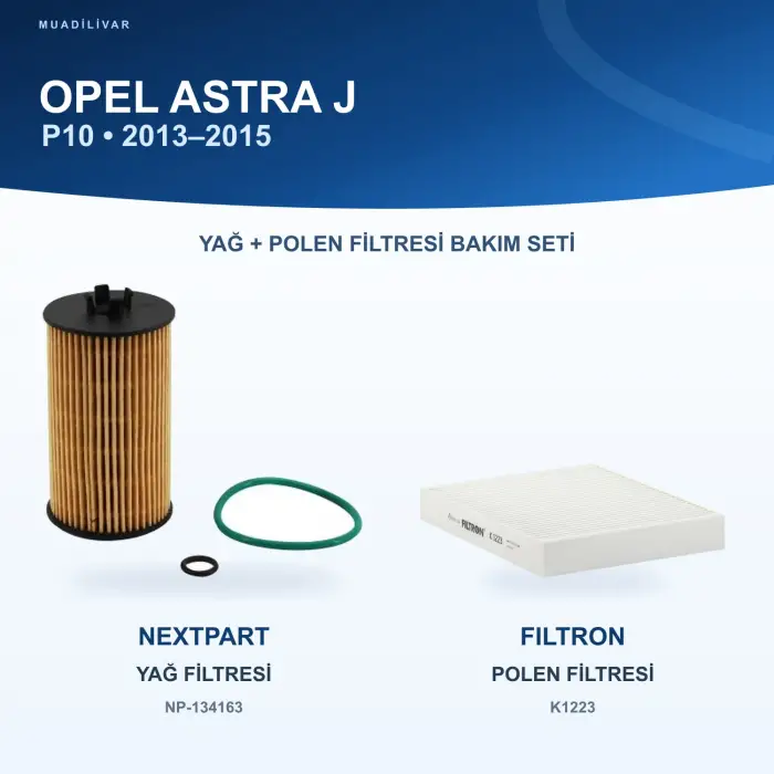 OPEL ASTRA J (P10) Yağ+Polen Filtre Bakım Seti