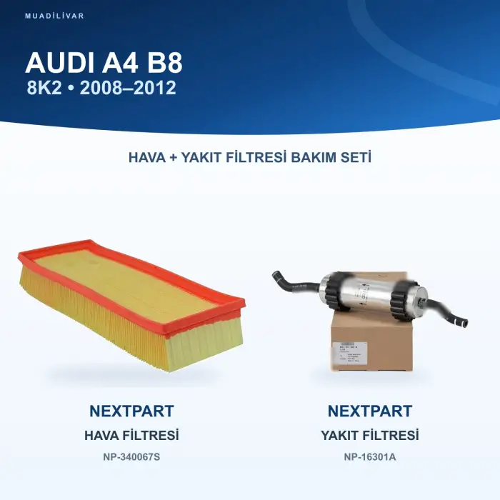 AUDI A4 B8 (8K2) Hava+Yakıt Filtre Bakım Seti
