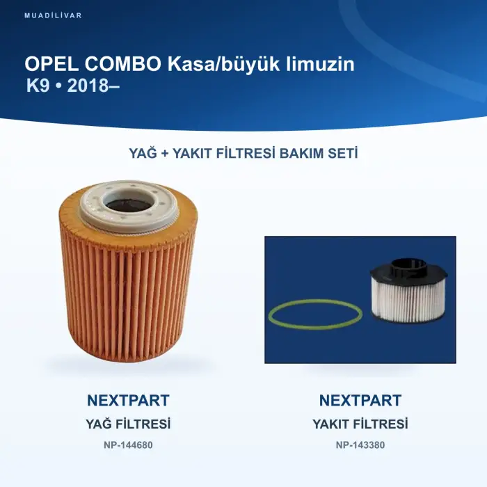 OPEL COMBO (K9) Yağ+Yakıt Filtre Bakım Seti