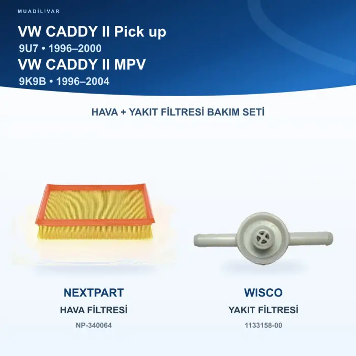 VW CADDY II Pick up (9U7) / VW CADDY II (9K9B) Hava+Yakıt Filtre Bakım Seti