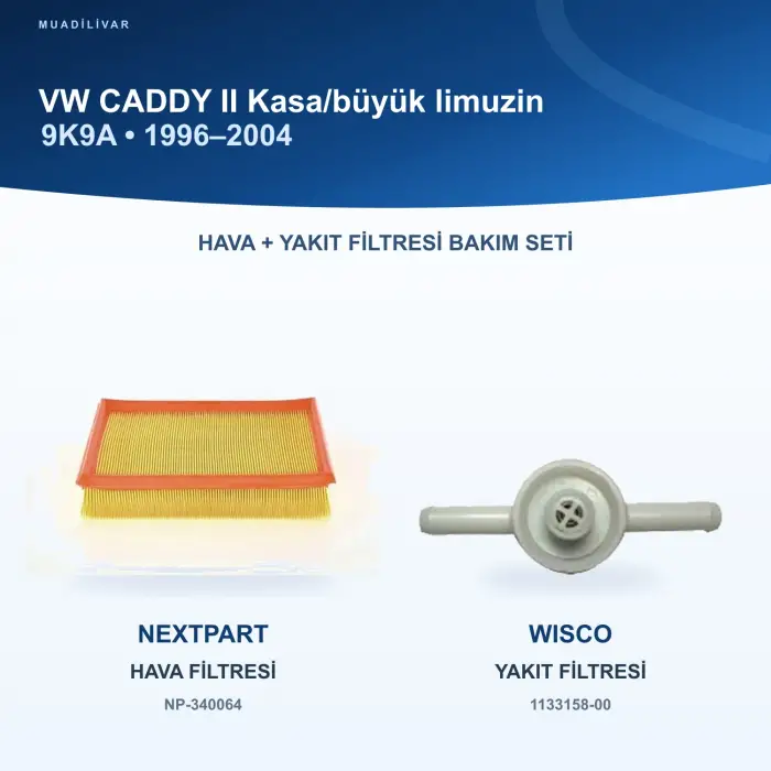 VW CADDY II (9K9A) Hava+Yakıt Filtre Bakım Seti