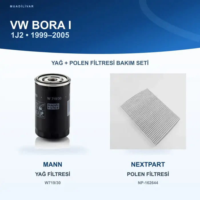VW BORA I (1J2) Yağ+Polen Filtre Bakım Seti