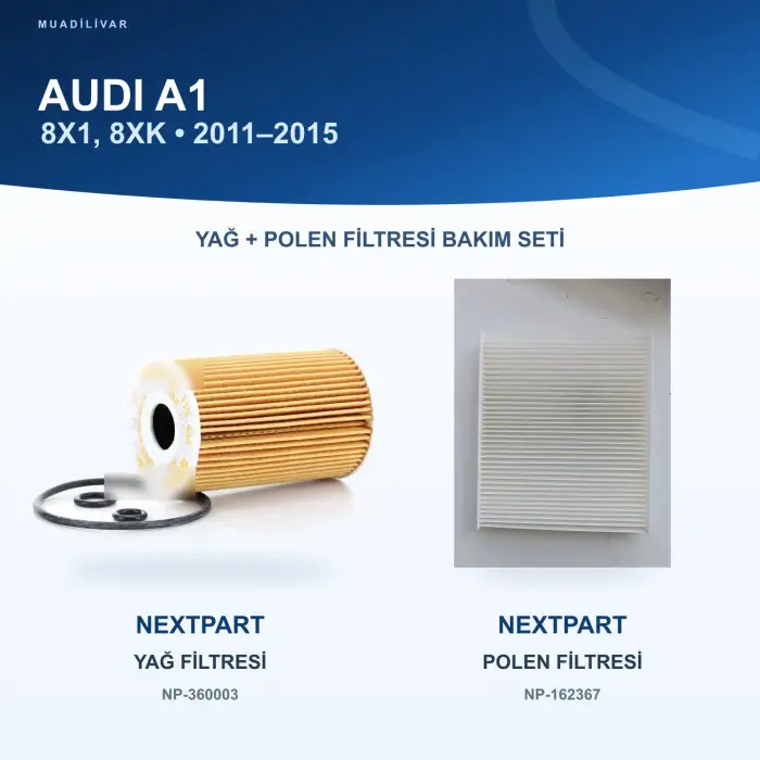 AUDI A1 (8X1, 8XK) Yağ+Polen Filtre Bakım Seti