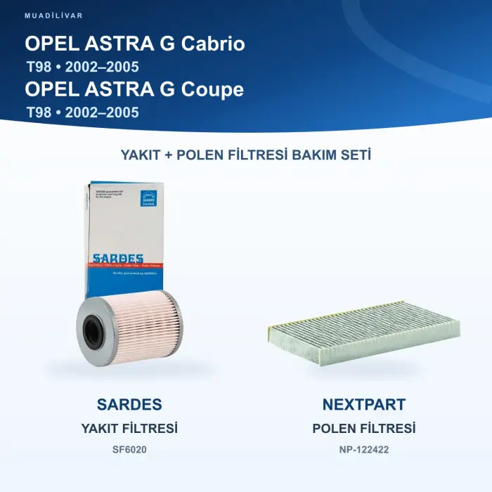 OPEL ASTRA G (T98) Yakıt+Polen Filtre Bakım Seti