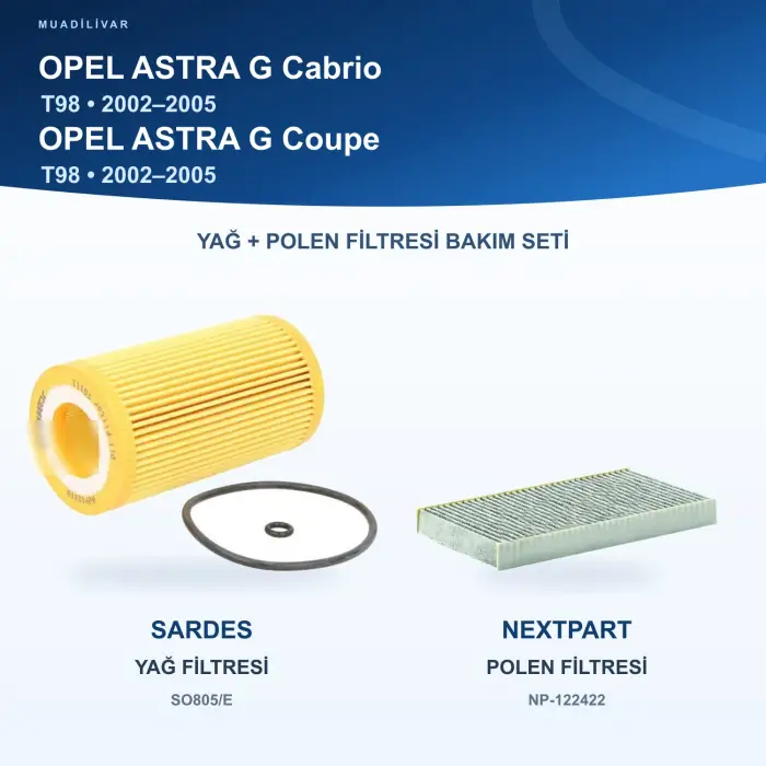 OPEL ASTRA G (T98) Yağ+Polen Filtre Bakım Seti