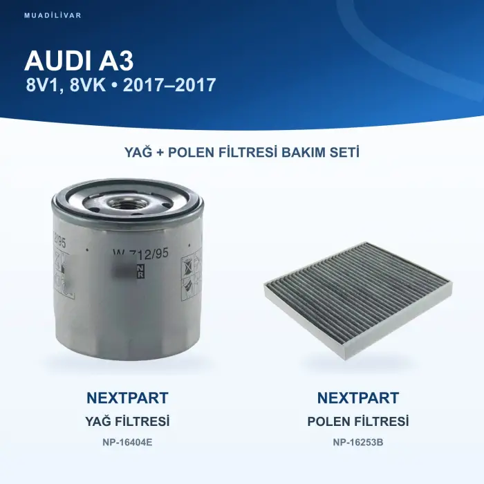 AUDI A3 (8V1, 8VK) Yağ+Polen Filtre Bakım Seti