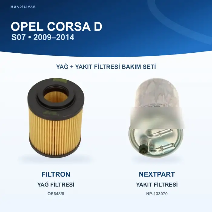 OPEL CORSA D (S07) Yağ+Yakıt Filtre Bakım Seti