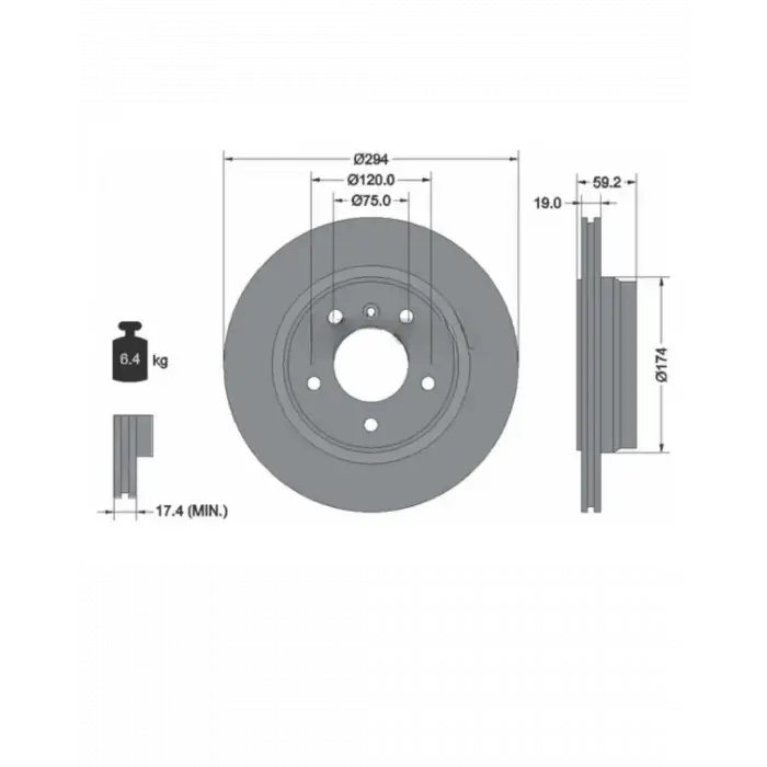 BMW E46 2002-2005 Fren Diski Arka Havalı 318328i 318 320d 34211165563ALT Textar