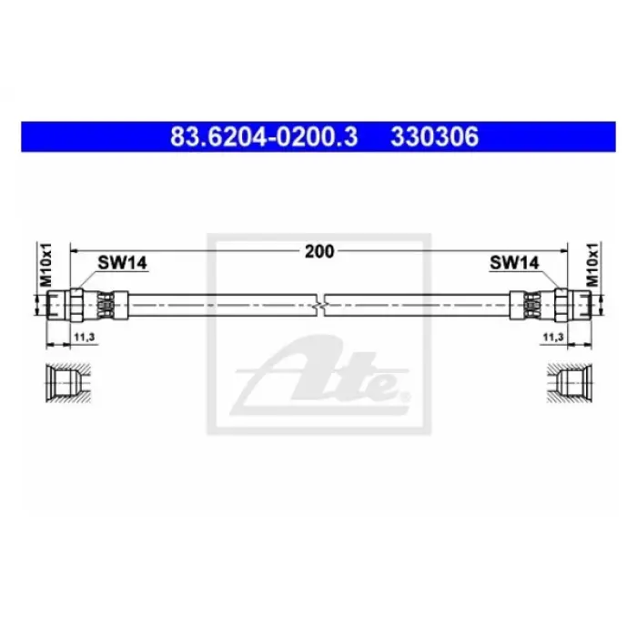 Fren Hortumu E30 E34 Arka; 222mm