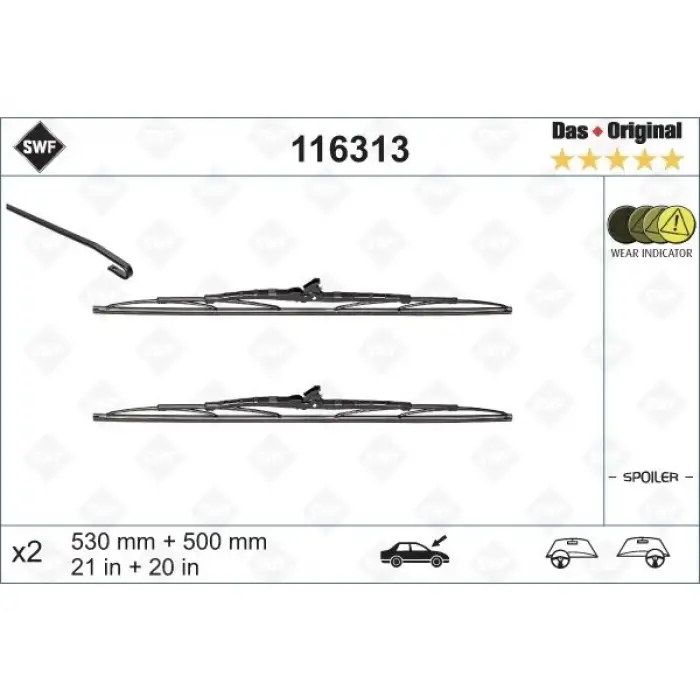 Silecek E36 Ön; Set 53/50cm