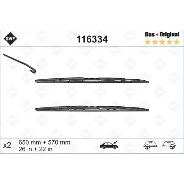 Silecek E39 Ön; Set 65/57cm