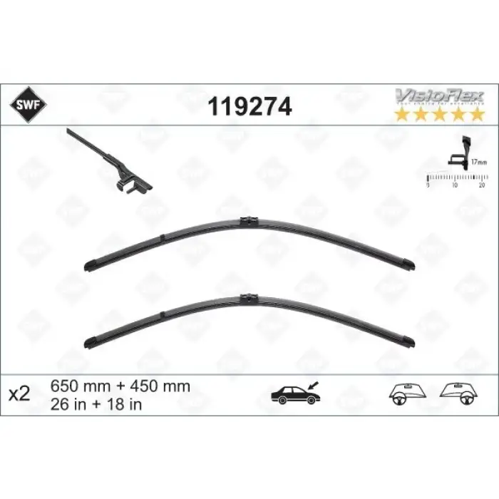 Silecek F10 F01 Ön; Set 65/45cm