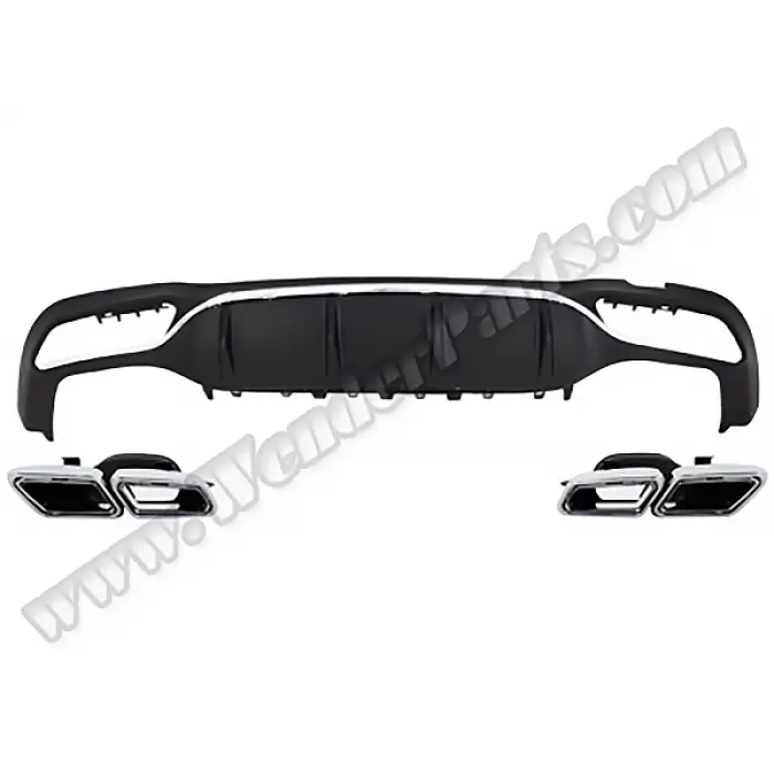 Tampon Difüzörü W213 Arka; 2-Çıkış Egz.Uçlu Nikelajlı -AMG-