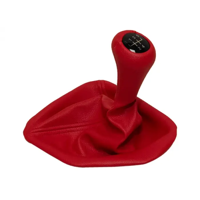 Topuzlu Vites Körüğü E39 -5 İleri- Man.Şanz; Kırmızı Suni Deri