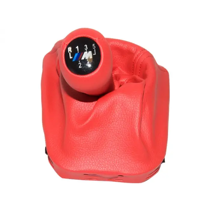 Topuzlu Vites Körüğü E46 -5 İleri- Man.Şanz; Kırmızı Suni Deri -///M-