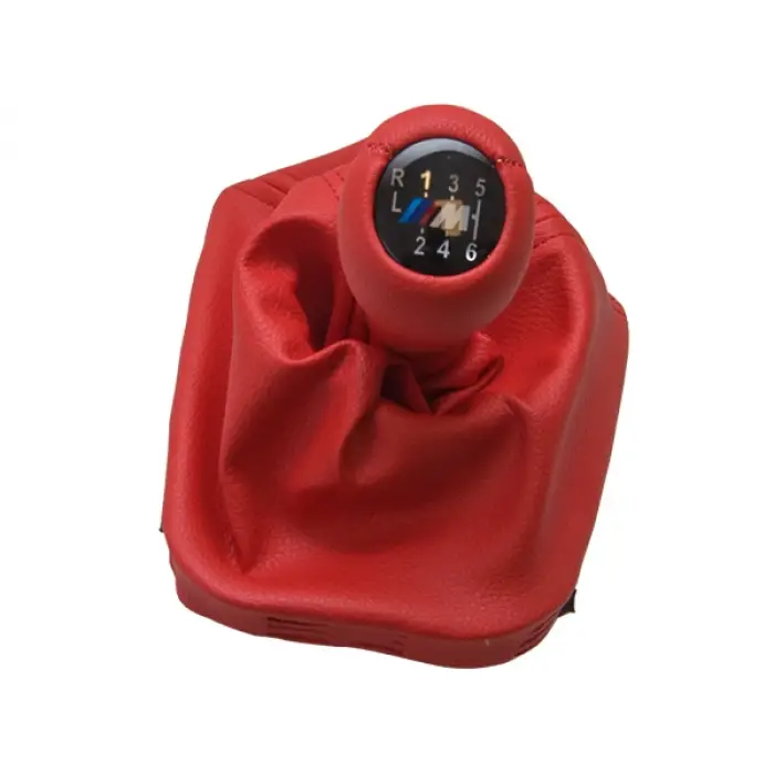 Topuzlu Vites Körüğü E46 -6 İleri- Man.Şanz; Kırmızı Suni Deri Işıklı -///M-