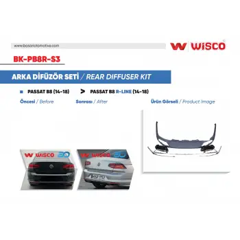 VW Passat B8 R-line 2018 (2014- 2018 Passat B8 Tampon Difuzor Seti Enjeksiyon Uretimi 1 Kalite 3G0807217 Wisco