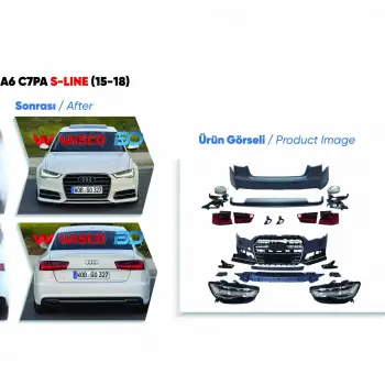 Audi A6 C7PA 2015-2018 (12-14 Arasi A6 Sedan Icin Tampon Seti Komple Ön Arka Far VE Stoplu 4G0807065AMGRU Wisco