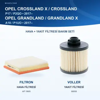 OPEL CROSSLAND X / CROSSLAND (P17, P2QO) Hava+Yakıt Filtre Bakım Seti (+1 Araç)