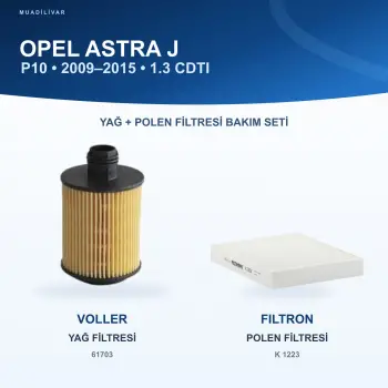 OPEL ASTRA J (P10) Yağ+Polen Filtre Bakım Seti