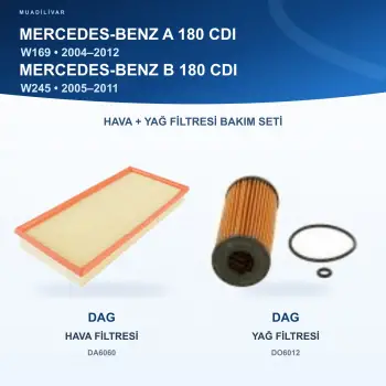 MERCEDES BENZ A (W169) / MERCEDES BENZ B (W245) Hava+Yağ Filtre Bakım Seti