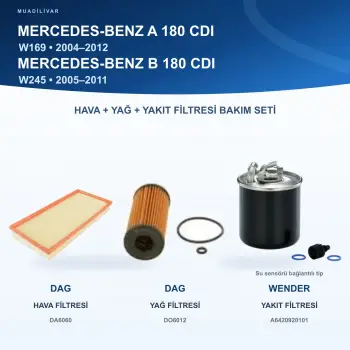 MERCEDES BENZ A (W169) / MERCEDES BENZ B (W245) Hava+Yağ+Yakıt Filtre Bakım Seti